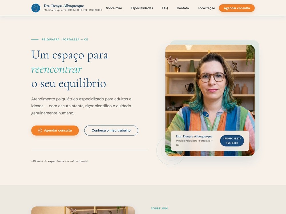 Site de profissional de saúde feito no workshop